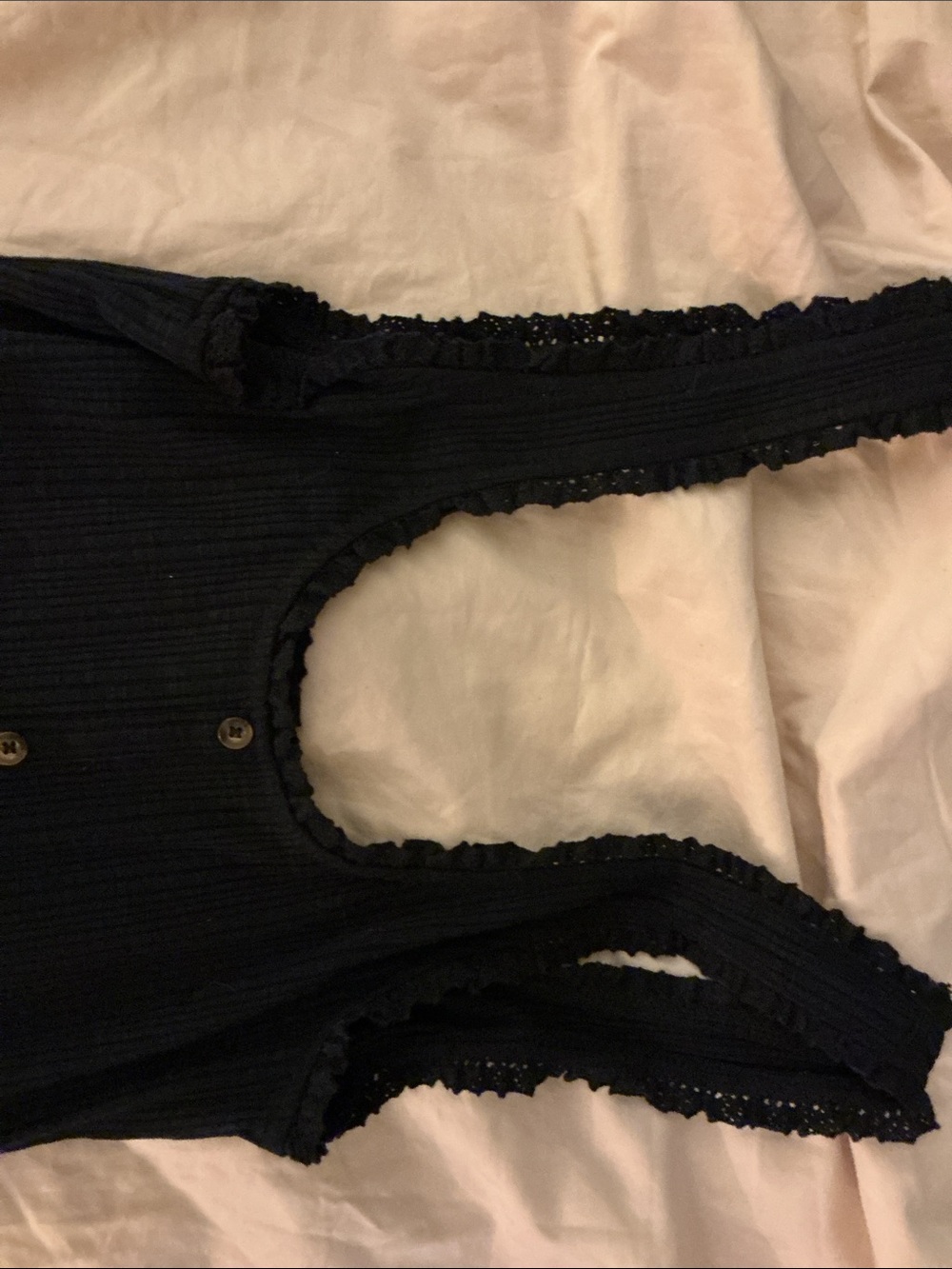 Black Ribbed Button-Front Mini Dress - Picture 3 of 5